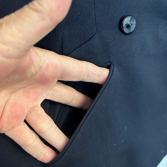 Dan Millstein New York Paris Vintage Dark Navy Blue Double Breasted Blazer - Picture 7 of 14